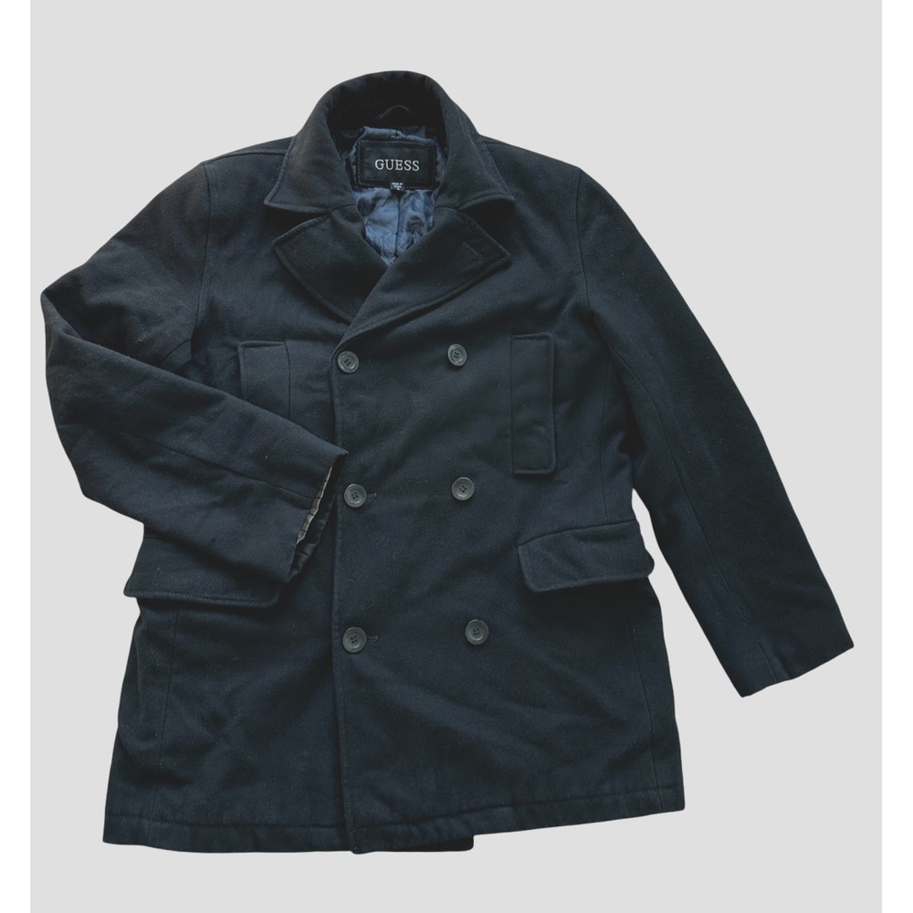 GUESS  Black  Wool‎ blend Coat Men Size: S